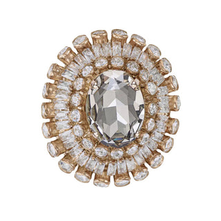 Vintage crystal brooch ring gold plated adjustable - Anton Heunis