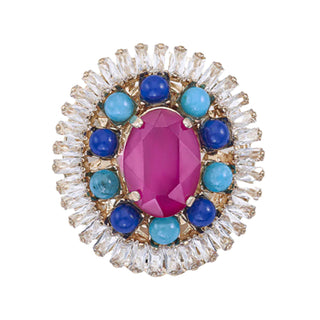 Fuchsia and blue ring with crystals adjustable - Anton Heunis