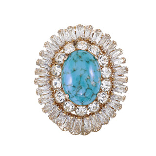 Turquoise cocktail ring with crystals adjustable - Anton Heunis