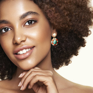 Drop earrings turquoise and coral - Anton Heunis