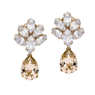 Gold delicate earrings with crystals, bridal earrings - Anton Heunis
