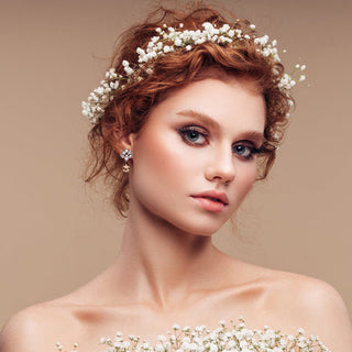 Gold delicate earrings with crystals, bridal earrings - Anton Heunis