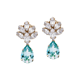 Light blue delicate earrings with crystals, something blue earrings - Anton Heunis