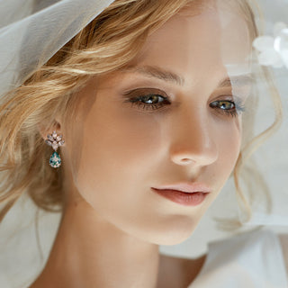 Light blue delicate earrings with crystals, something blue earrings - Anton Heunis