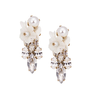White silk flower bridal earrings with pearl and crystals - Anton Heunis