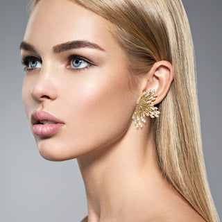 Sunburst earrings gold, sun ray earrings, sun jewelry - Anton Heunis