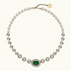 Crystal necklace with green brooch centerpiece - Anton Heunis