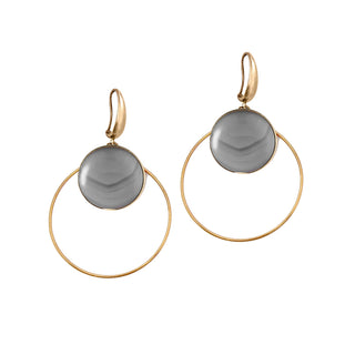 Agate medallion earrings with golden hoop and hook - Anton Heunis