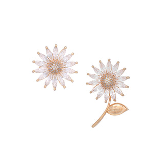 Asymmetric delicate daisy earrings with crystals - Anton Heunis