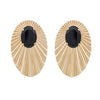 Oversize golden earrings with black crystal - Anton Heunis