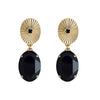 Golden earrings with statement black crystal drop - Anton Heunis