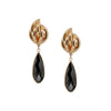 Golden knot earrings with black crystal drop - Anton Heunis