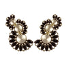 Golden statement ear climber earrings with black crystals - Anton Heunis