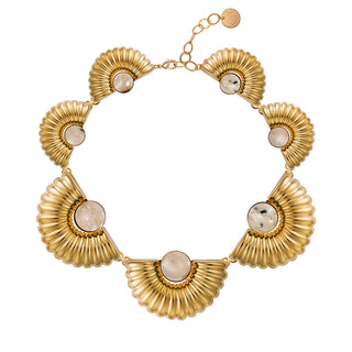 Beige stone in golden statement necklace - Anton Heunis
