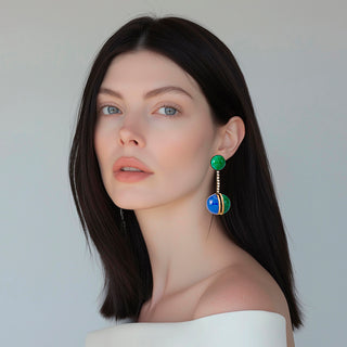 Bubble green and blue retro-futuristic statement earrings - Anton Heunis