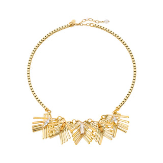 Golden bars geometrical necklace with champagne crystal accents - Anton Heunis Handmade Jewelry