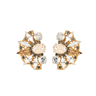 Spiky golden earrings with champagne and brown crystal details - Anton Heunis Handmade Jewelry