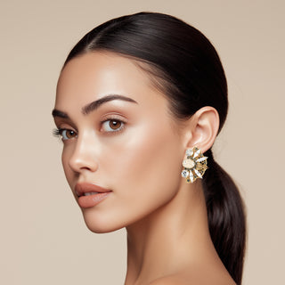 Spiky golden earrings with champagne and brown crystal details - Anton Heunis Handmade Jewelry