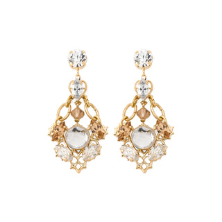 Statement golden earrings with crystals and clear center stone - Anton Heunis Handmade Jewelry