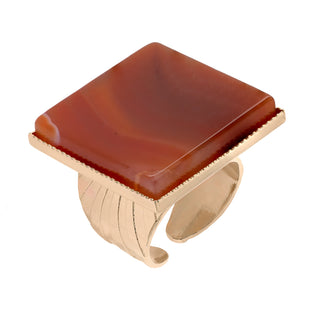Square carnelian golden statement ring - Anton Heunis Handmade Jewelry