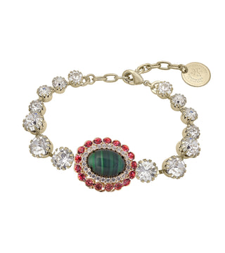 Crystal bracelet with malachite centerpiece - Anton Heunis