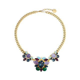 Gold plated necklace with colorful statement floral details- Anton Heunis