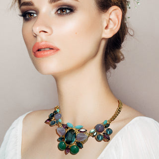 Gold plated necklace with colorful statement floral details- Anton Heunis