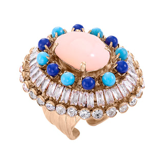 Vintage inspired brooch ring pink and blue cocktail statement jewelry - Anton Heunis