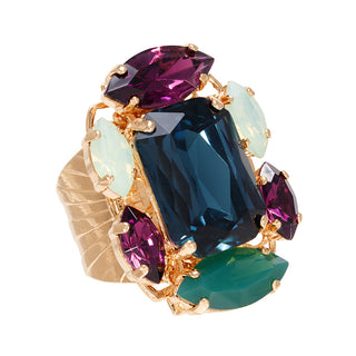 Colorful statement gold plated ring adjustable - Anton Heunis