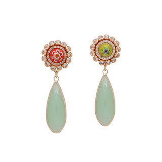 Colorful floral earrings with crystal drop - Anton Heunis