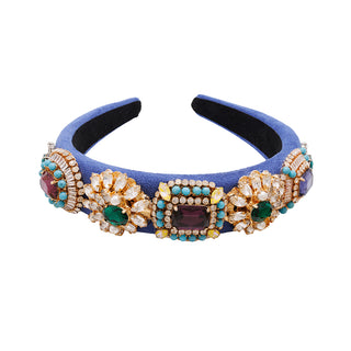 Blue headband with colorful vintage brooches - Anton Heunis