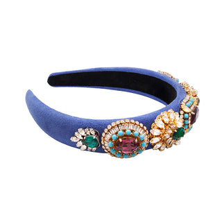 Blue headband with colorful vintage brooches - Anton Heunis