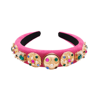 Fuchsia headband with golden multicolor details - Anton Heunis