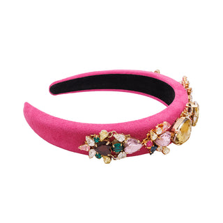 Fuchsia tiara with multicolor fun statement stones - Anton Heunis