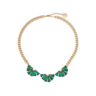 Anton Heunis - Gold chain necklace with emerald flower detail