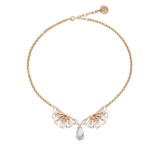 Anton Heunis - Gold chain necklace with two crystal flowers and drop
