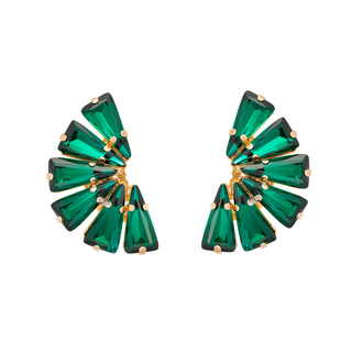 Anton Heunis - Striking fan-shaped earrings in gold and emerald green