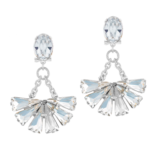 Anton Heunis - Silver fan-shaped flower earrings with crystal top
