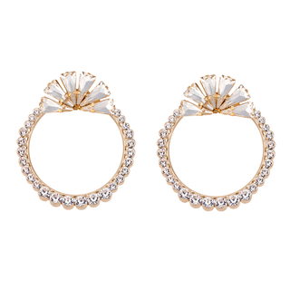 Anton Heunis - Gold hoops encrusted with crystals and fan-shaped crystal top