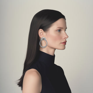 Anton Heunis - Silver hoops with crystals and a fan-shaped crystal top