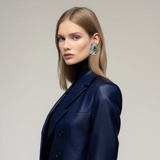 Anton Heunis - Statement silver flower earrings with crystals
