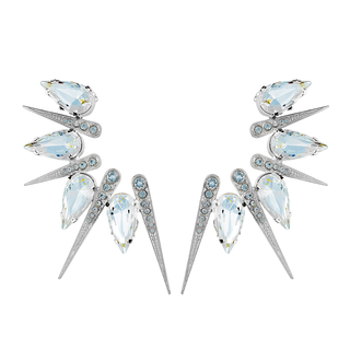 Anton Heunis - Silver spike earrings with almond crystals