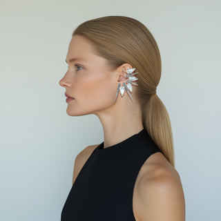 Anton Heunis - Silver spike earrings with almond crystals