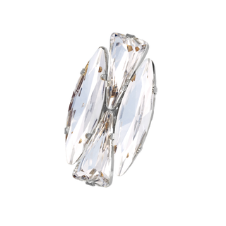 Silver rectangular ring with chunky crystals