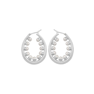 Dainty silver hoop earrings adorned with delicate pearls - Anton Heunis