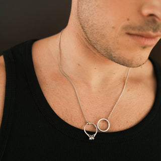 Dainty silver interlocked rings necklace with crystal detail - Anton Heunis