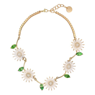 Daisy necklace with golden chain and delicate crystals - Anton Heunis
