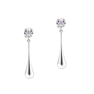 Delicate liquid silver earrings with crystal top - Anton Heunis