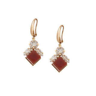 Drop earrings with dainty stones and carnelian squared stone - Anton Heunis Handmade Jewelry
