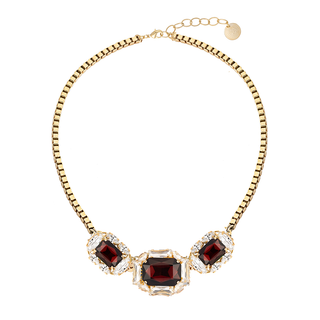 Anton Heunis - Gold chain with three burgundy brooches